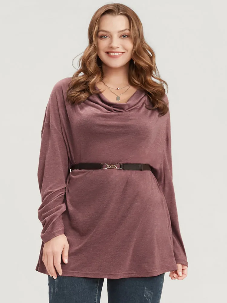 Plain Cowl Neck Long Tee sold by Bloomchic