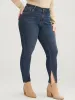 Mom Jeans Skinny Moderately Stretchy High Rise Medium Wash Split Jeans sold by Bloomchic