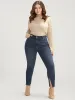 Mom Jeans Skinny Moderately Stretchy High Rise Medium Wash Split Jeans sold by Bloomchic