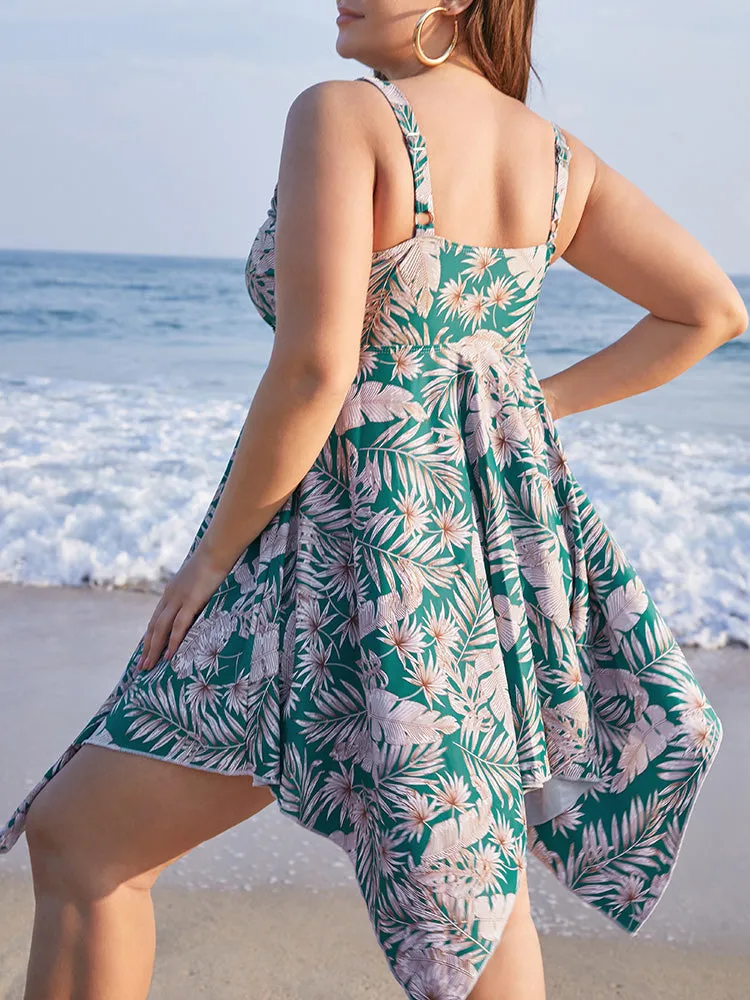 Plant Print Adjustable Straps Hanky Hem Tankini Top sold by Bloomchic product image thumbnail 4