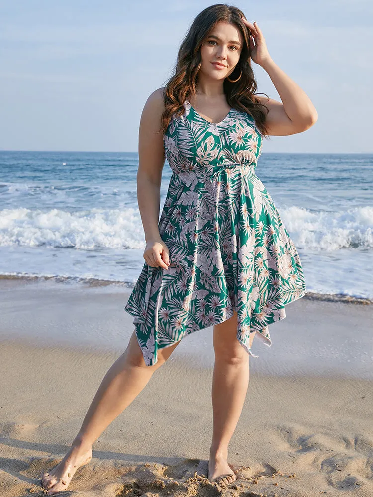 Plant Print Adjustable Straps Hanky Hem Tankini Top sold by Bloomchic product image thumbnail 2