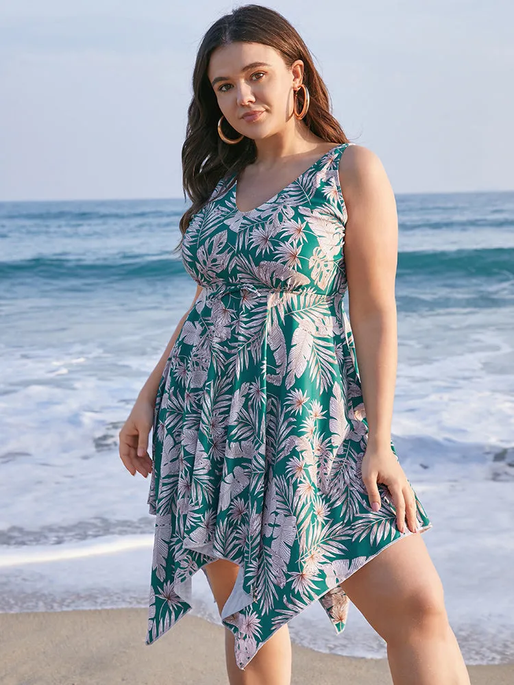 Plant Print Adjustable Straps Hanky Hem Tankini Top sold by Bloomchic product image thumbnail 3