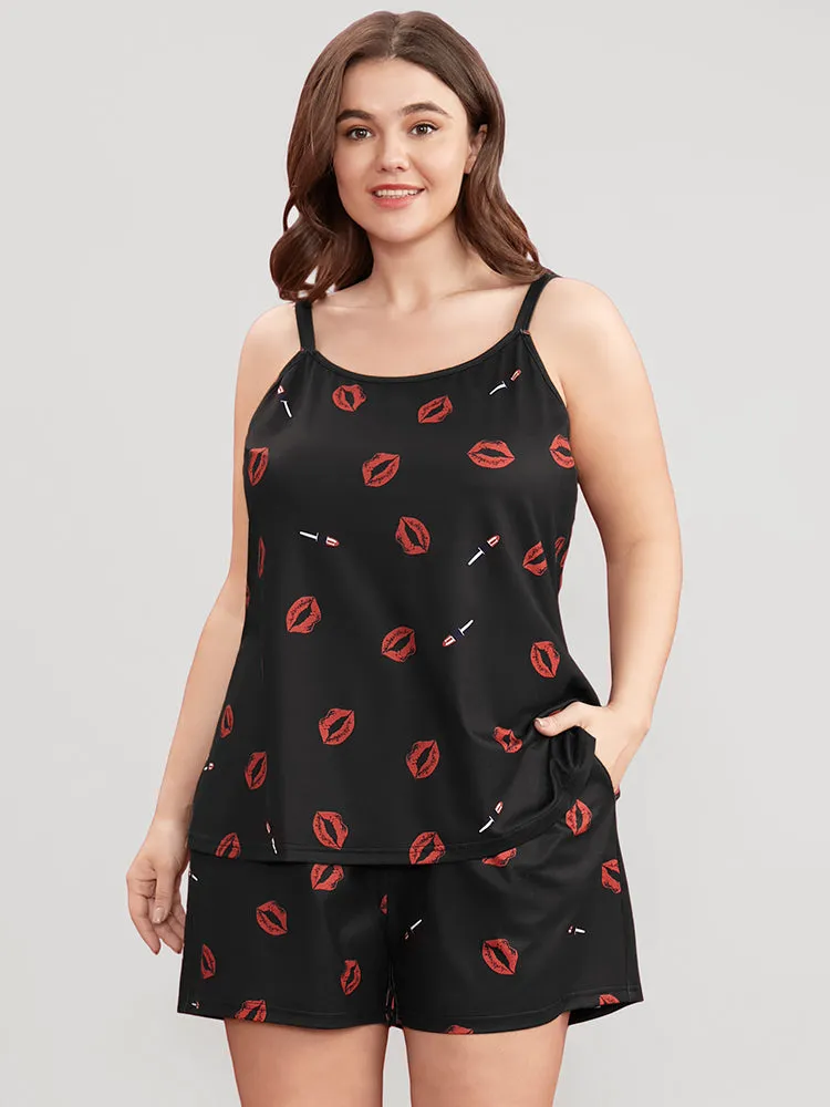 Lip Print Sleeveless Cami Top sold by Bloomchic