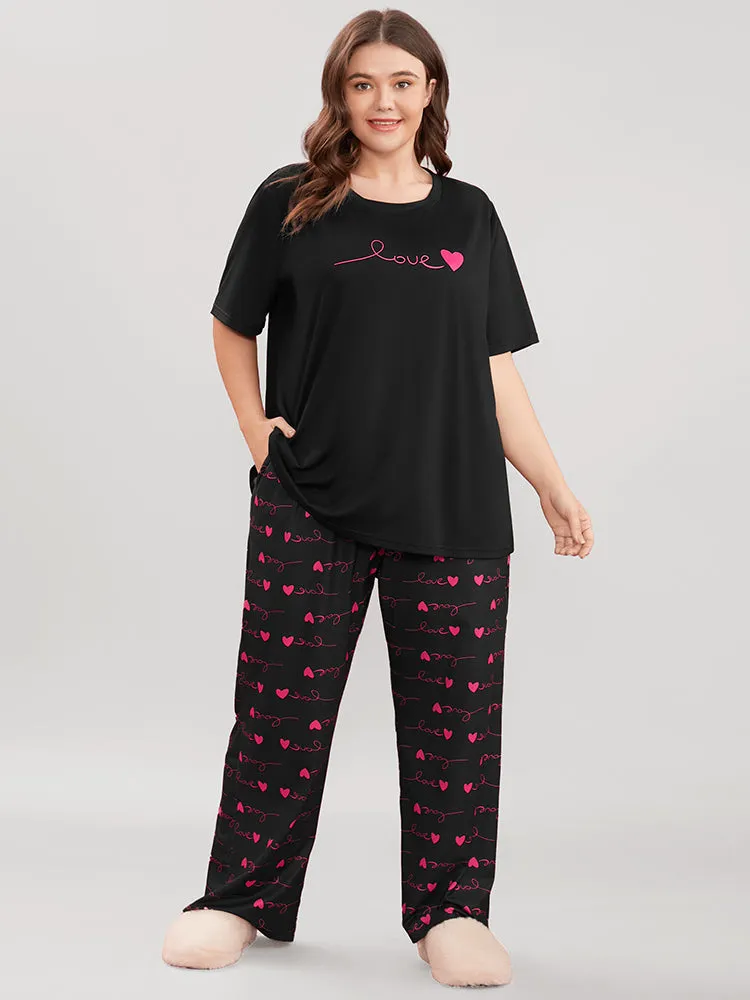 Heart & Letter Print Round Neck Sleep Top sold by Bloomchic product image thumbnail 4