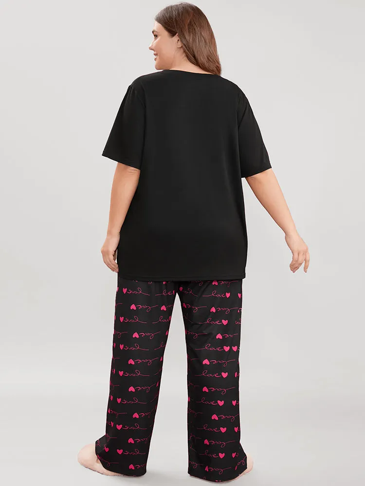 Heart & Letter Print Round Neck Sleep Top sold by Bloomchic product image thumbnail 5