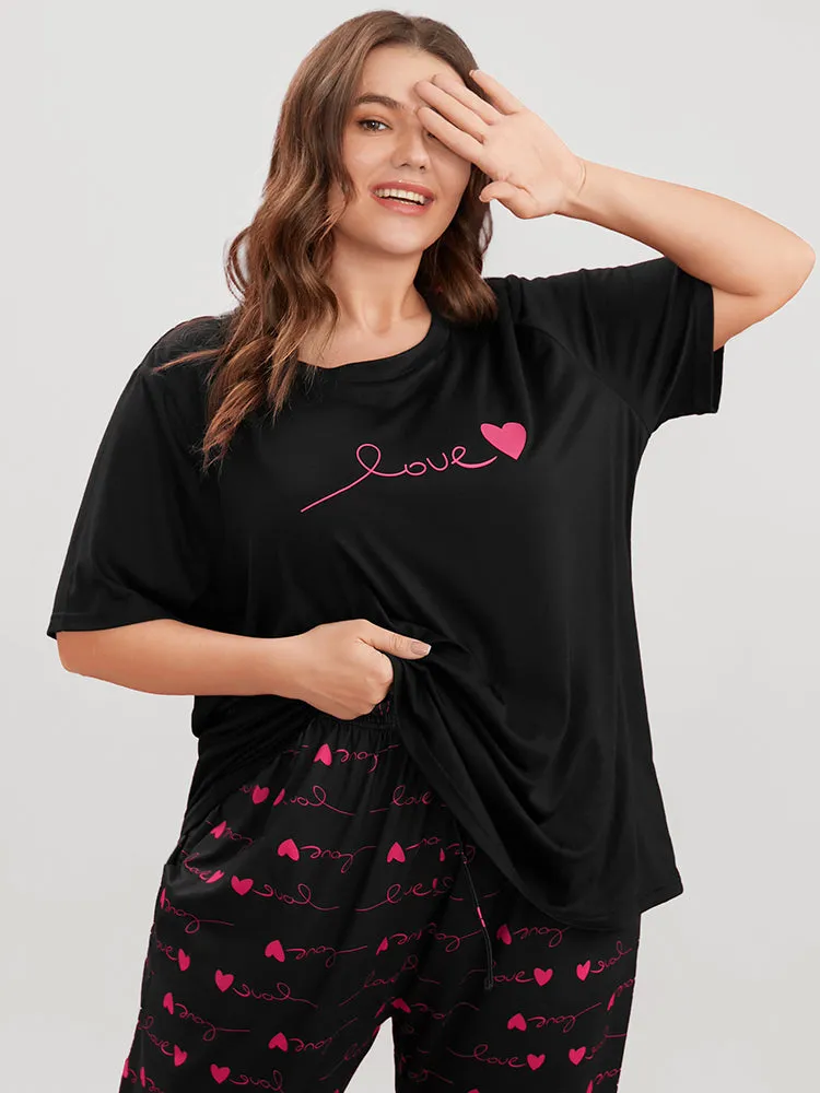 Heart & Letter Print Round Neck Sleep Top sold by Bloomchic product image thumbnail 2