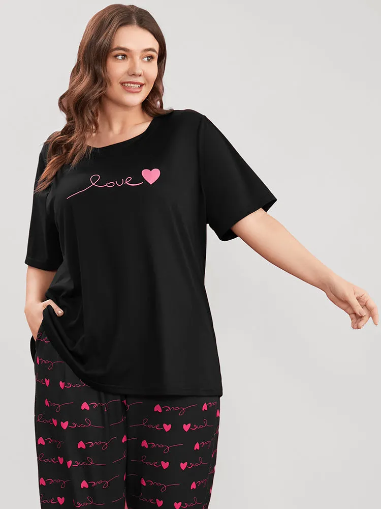 Heart & Letter Print Round Neck Sleep Top sold by Bloomchic product image thumbnail 3