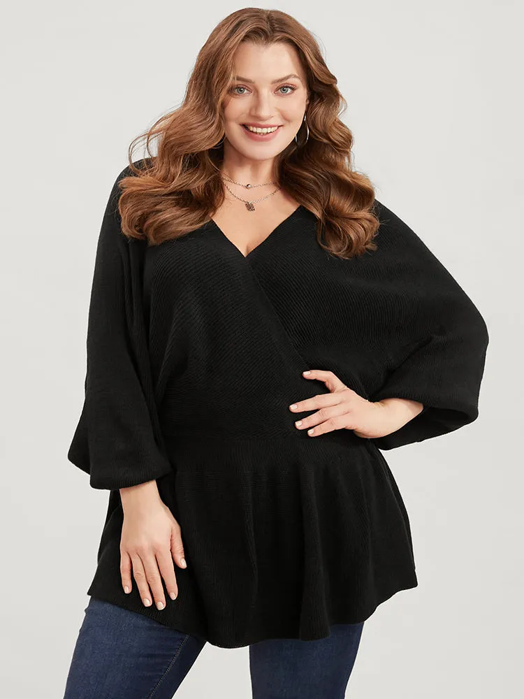 Solid Super Soft Rib Knit Dolman Sleeve Backless Wrap Knit Top sold by Bloomchic
