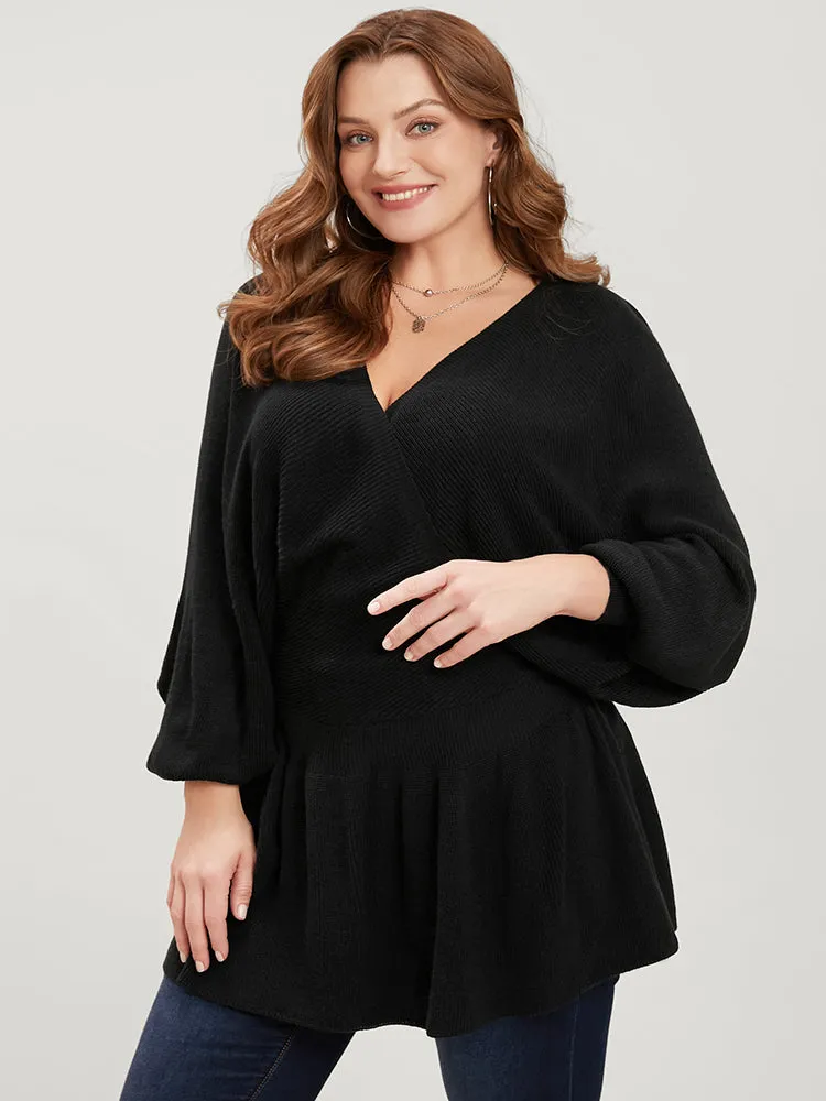 Solid Super Soft Rib Knit Dolman Sleeve Backless Wrap Knit Top sold by Bloomchic product image thumbnail 3