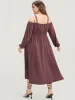 Solid Gathered Pocket Flutter Hem Cold Shoulder Dress sold by Bloomchic