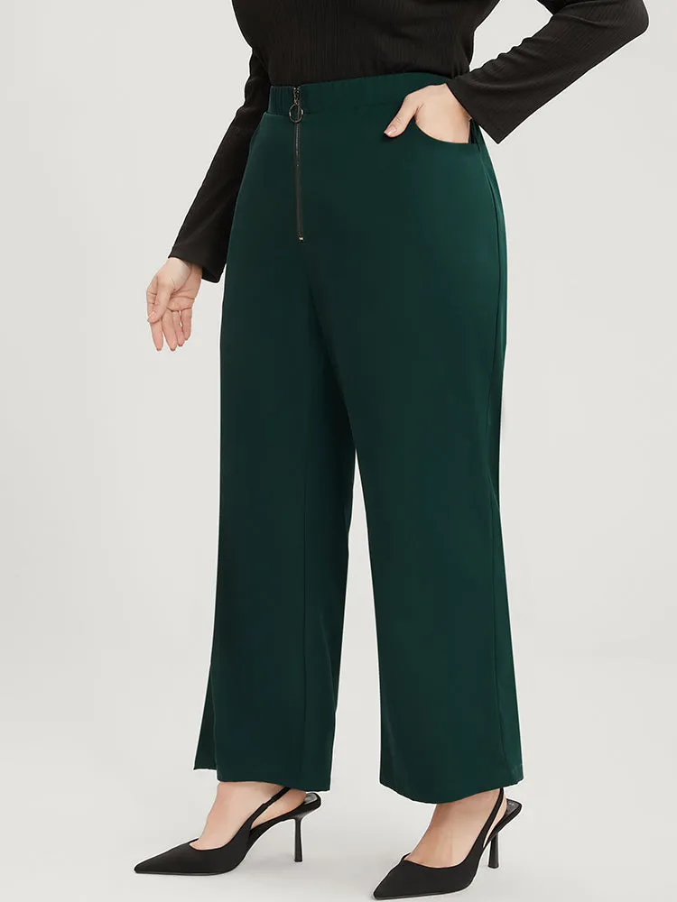 Solid O Ring Zipper Pocket Elastic Waist Wide Leg Pants sold by Bloomchic product image thumbnail 4