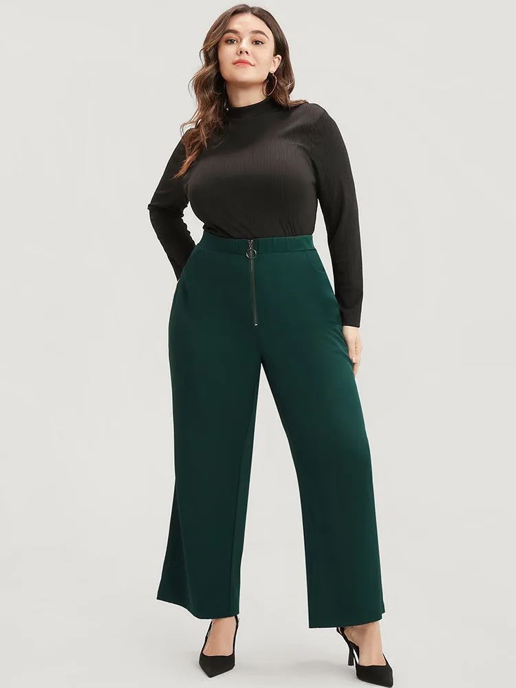 Solid O Ring Zipper Pocket Elastic Waist Wide Leg Pants sold by Bloomchic product image thumbnail 2