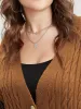 Gingham Contrast Soft Sexy Yarn Knit Cable Knit Button Front Cardigan sold by Bloomchic