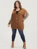 Gingham Contrast Soft Sexy Yarn Knit Cable Knit Button Front Cardigan sold by Bloomchic