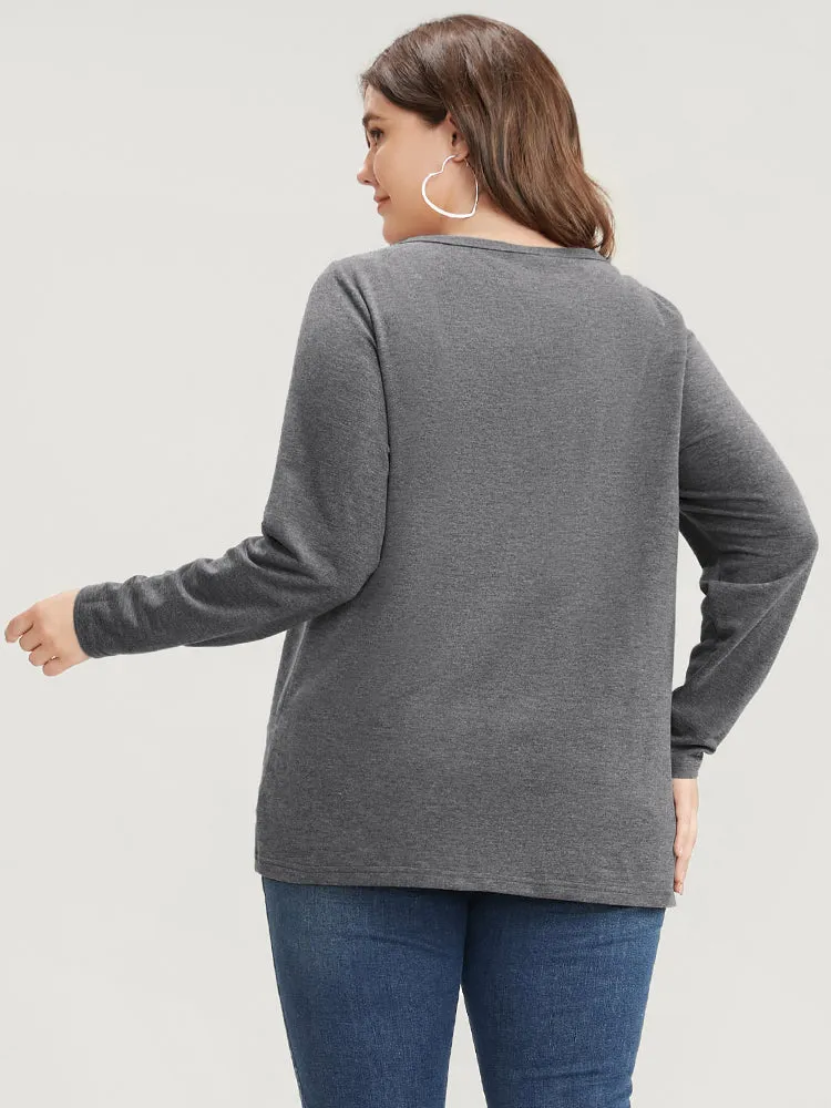 Solid Crew Neck Button Detail Long Tee sold by Bloomchic product image thumbnail 4
