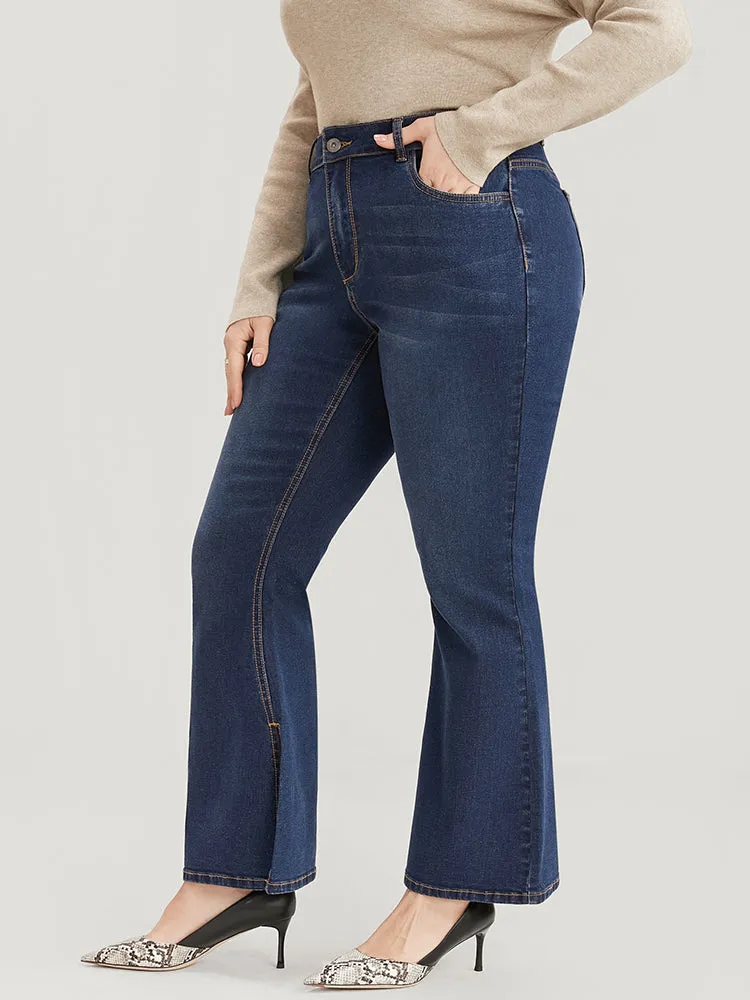 Bootcut Very Stretchy High Rise Dark Wash Split Hem Jeans sold by Bloomchic product image thumbnail 3
