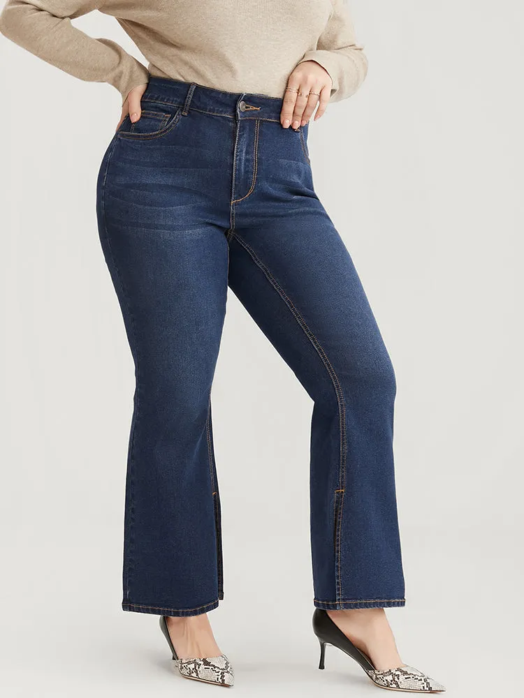 Bootcut Very Stretchy High Rise Dark Wash Split Hem Jeans sold by Bloomchic product image thumbnail 4