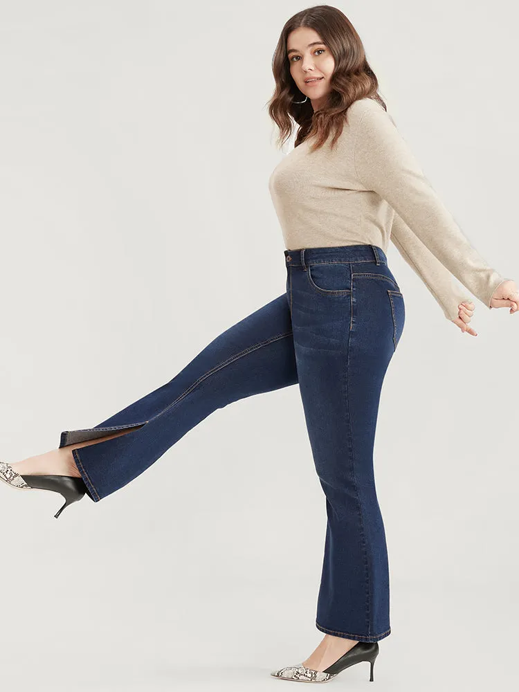 Bootcut Very Stretchy High Rise Dark Wash Split Hem Jeans sold by Bloomchic product image thumbnail 2