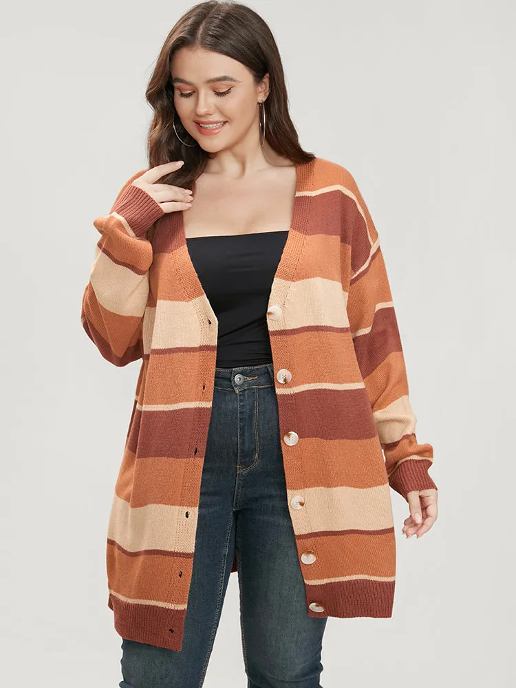 Colorblock Contrast Pointelle Knit Button Front Cardigan sold by Bloomchic product image thumbnail 3
