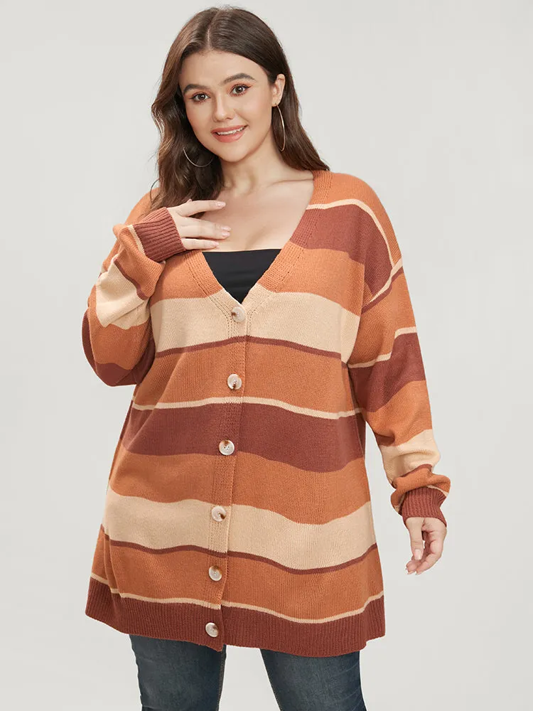 Colorblock Contrast Pointelle Knit Button Front Cardigan sold by Bloomchic product image thumbnail 4
