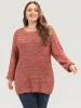 Solid Ping Pong Yarns Lantern Sleeve Round Neck Knit Top sold by Bloomchic