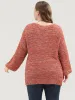 Solid Ping Pong Yarns Lantern Sleeve Round Neck Knit Top sold by Bloomchic