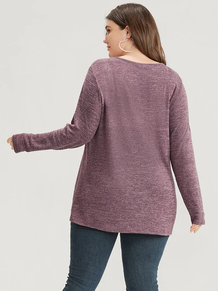 Solid Lace Trim V Neck Long Tee sold by Bloomchic product image thumbnail 5