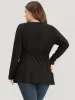 Solid V Neck Buckle Detail Rib Knit Long Tee sold by Bloomchic