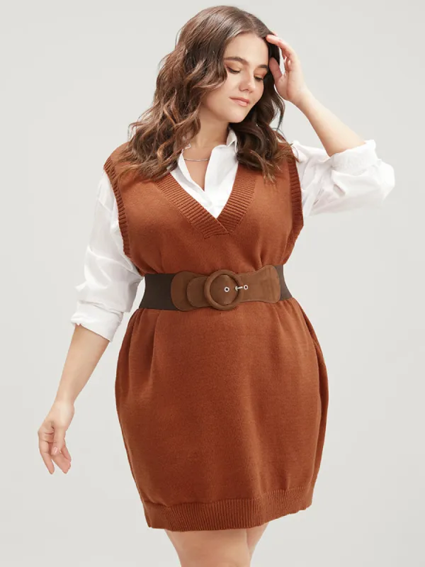 Solid Pointelle Knit V Neck Sleeveless Knit Top sold by Bloomchic