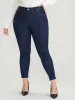 Skinny Very Stretchy High Rise Dark Wash Pocket Heather Jeans sold by Bloomchic