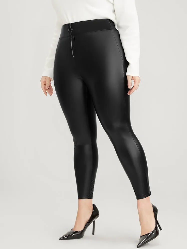 PU Leather Wideband Waist Zipper Skinny Leggings sold by Bloomchic product image thumbnail 4