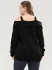 Solid Pointelle Knit Cold Shoulder Knit Top sold by Bloomchic