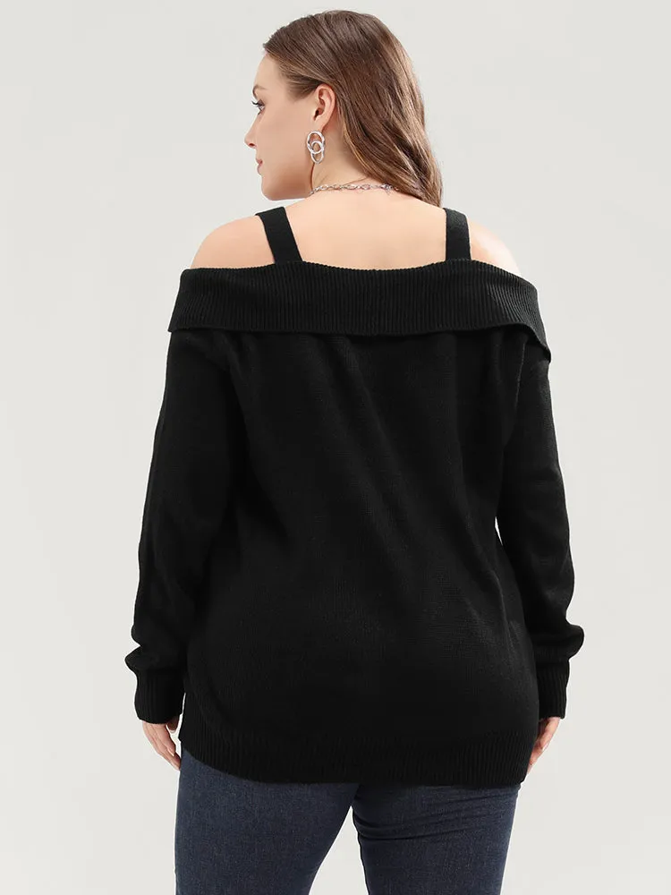 Solid Pointelle Knit Cold Shoulder Knit Top sold by Bloomchic product image thumbnail 5