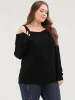 Solid Pointelle Knit Cold Shoulder Knit Top sold by Bloomchic