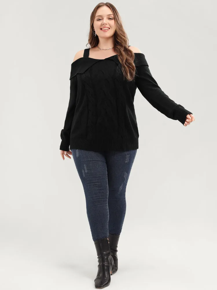 Solid Pointelle Knit Cold Shoulder Knit Top sold by Bloomchic product image thumbnail 4