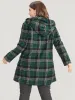 Plaid Double Breasted Pocket Hooded Coat sold by Bloomchic