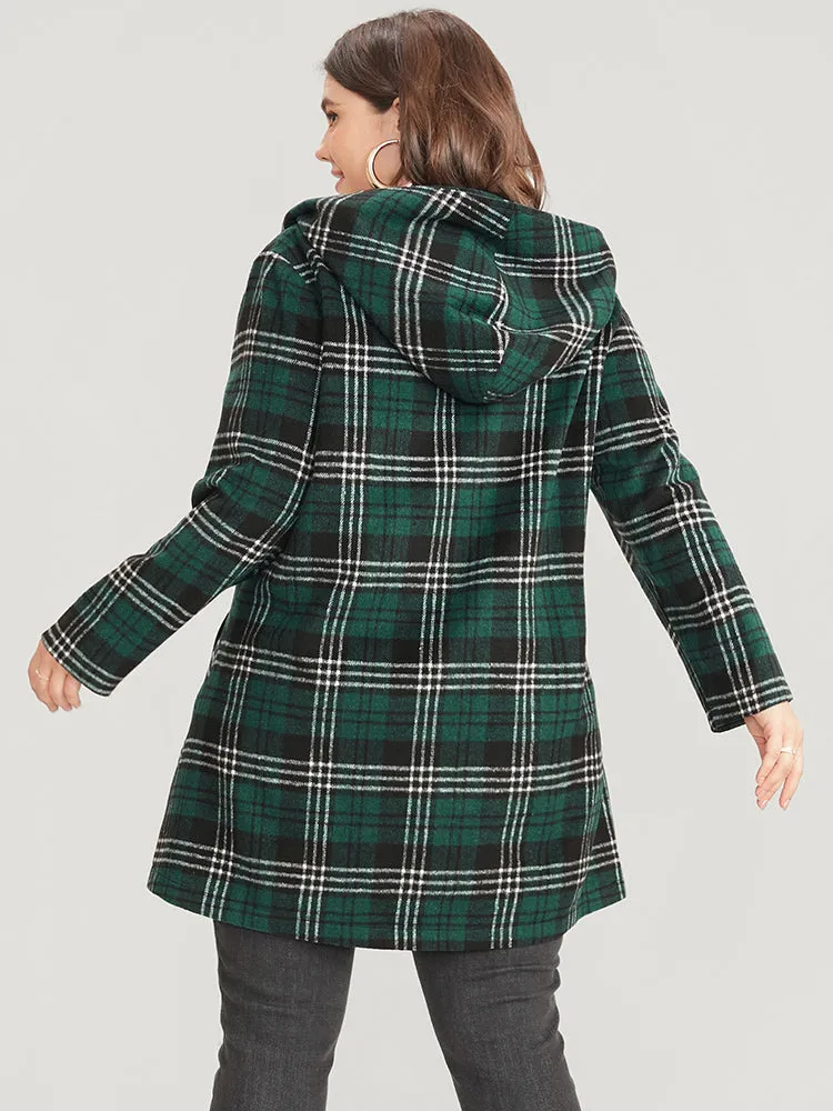 Plaid Double Breasted Pocket Hooded Coat sold by Bloomchic product image thumbnail 3