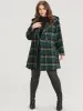 Plaid Double Breasted Pocket Hooded Coat sold by Bloomchic