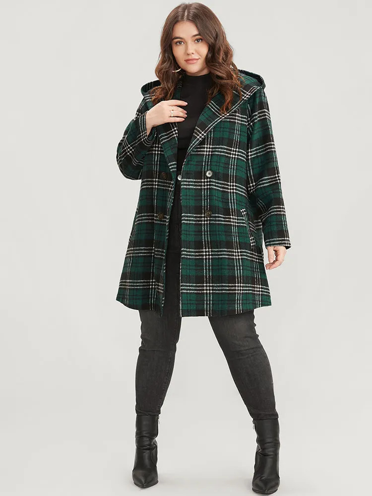 Plaid Double Breasted Pocket Hooded Coat sold by Bloomchic product image thumbnail 4