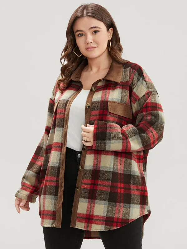 Plaid Button Up High Low Hem Blouse sold by Bloomchic