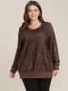 Leopard Patchwork Round Neck Drop Shoulder Sweatshirt sold by Bloomchic