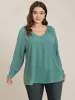 Solid V Neck Button Detail Blouse sold by Bloomchic