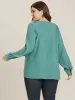 Solid V Neck Button Detail Blouse sold by Bloomchic