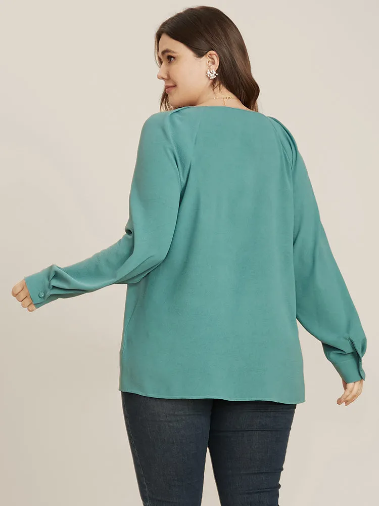 Solid V Neck Button Detail Blouse sold by Bloomchic product image thumbnail 4