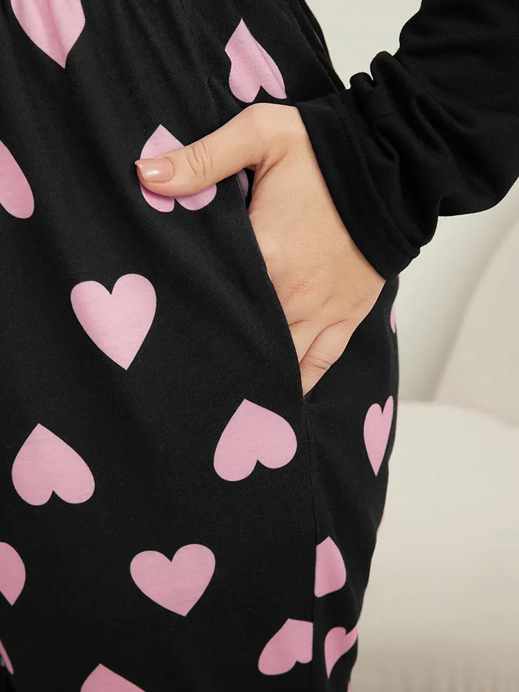 Heart Print Pocket Elastic Waist Sleep Pants sold by Bloomchic product image thumbnail 5