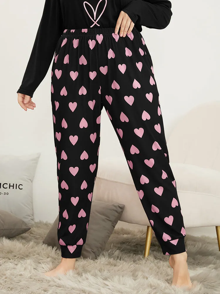 Heart Print Pocket Elastic Waist Sleep Pants sold by Bloomchic product image thumbnail 3