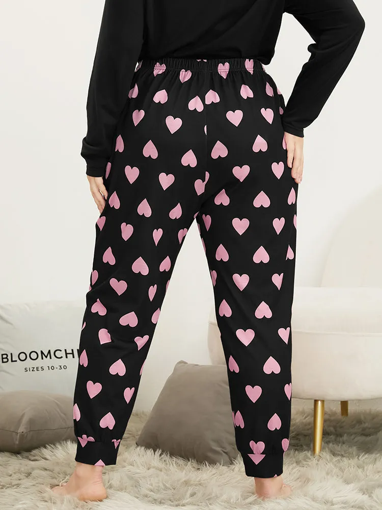 Heart Print Pocket Elastic Waist Sleep Pants sold by Bloomchic product image thumbnail 4
