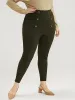 Solid Elastic Waist Button Detail Skinny Leggings sold by Bloomchic