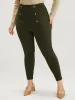 Solid Elastic Waist Button Detail Skinny Leggings sold by Bloomchic