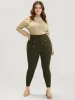 Solid Elastic Waist Button Detail Skinny Leggings sold by Bloomchic